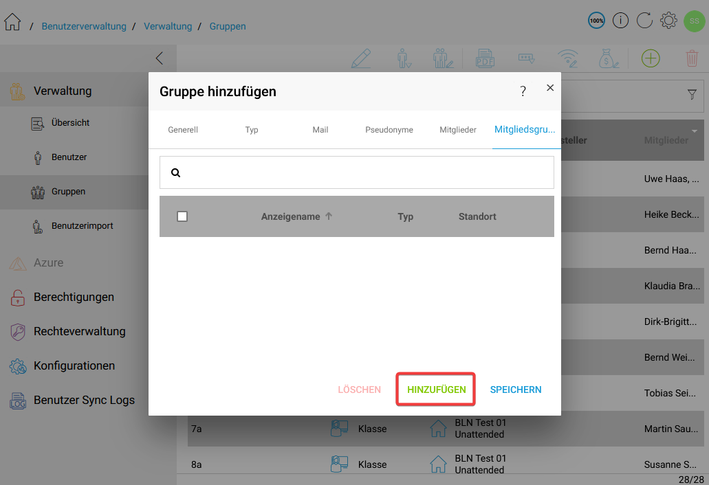 Gruppen hinzufügen