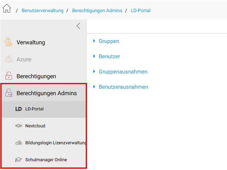 Berechtigungen Admins