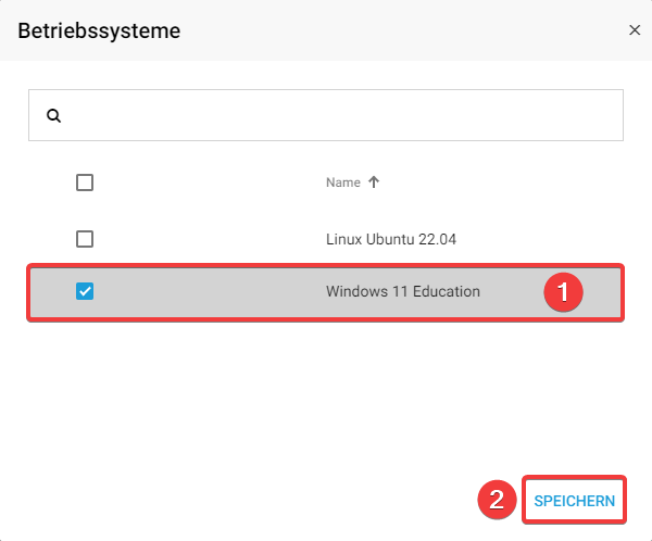 Betriebssystem wählen