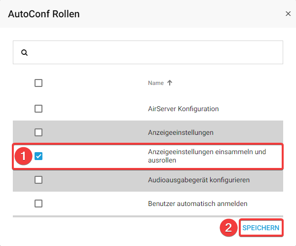 AutoConf Rollen Menü