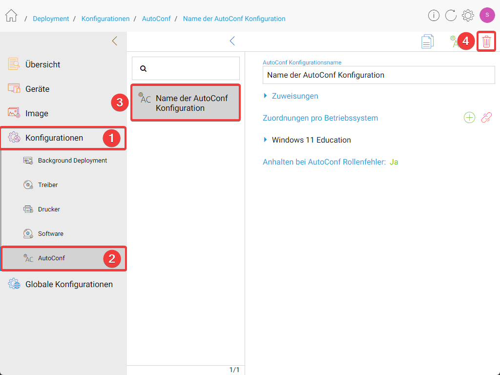 AutoConf Konfiguration löschen