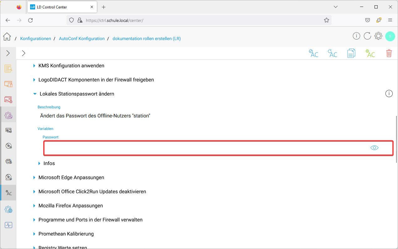 Lokales Stationspasswort ändern