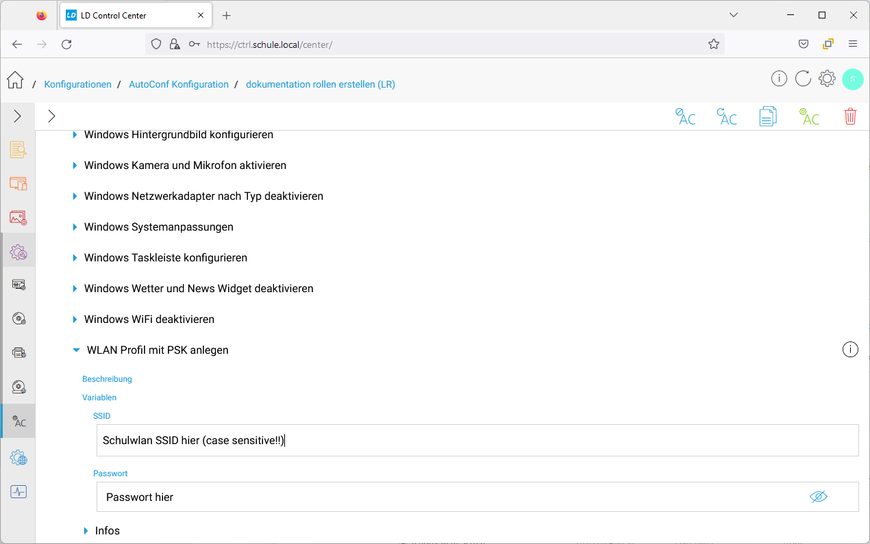 WLAN Profil mit PSK anlegen