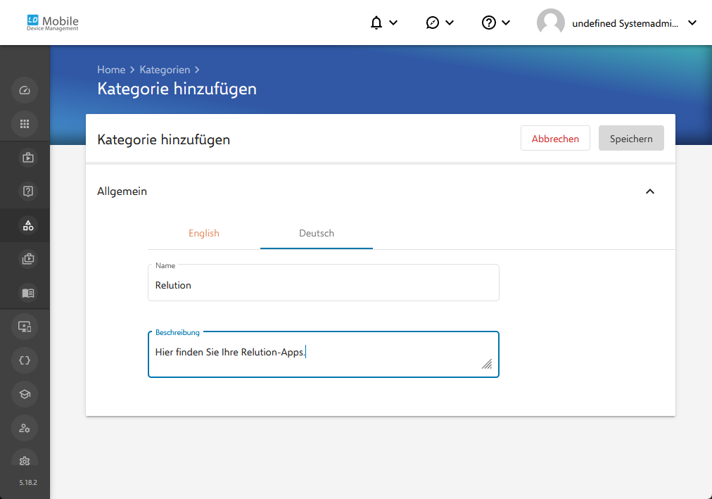Kategorie hinzufügen