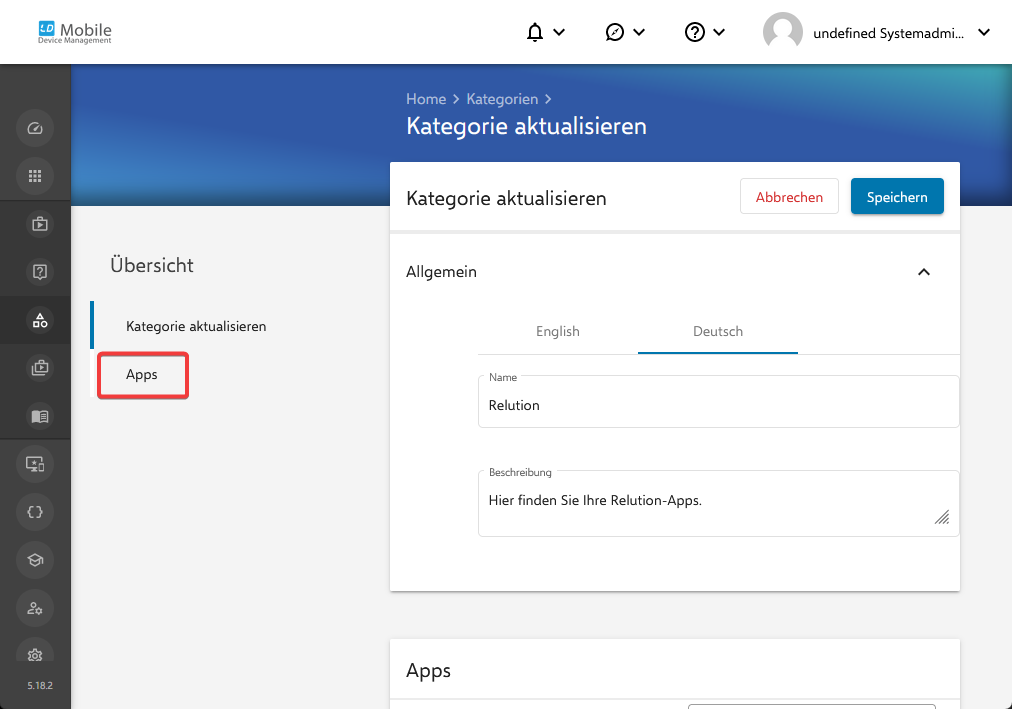Navigation zu Apps