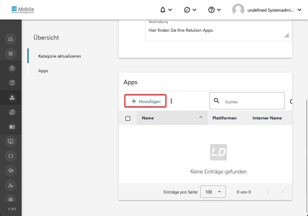 Apps der Kategorie hinzufügen