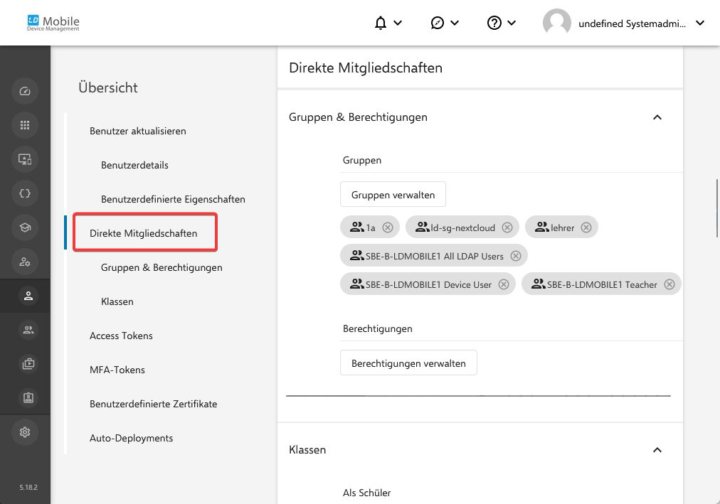 Benutzergruppen und Berechtigungen