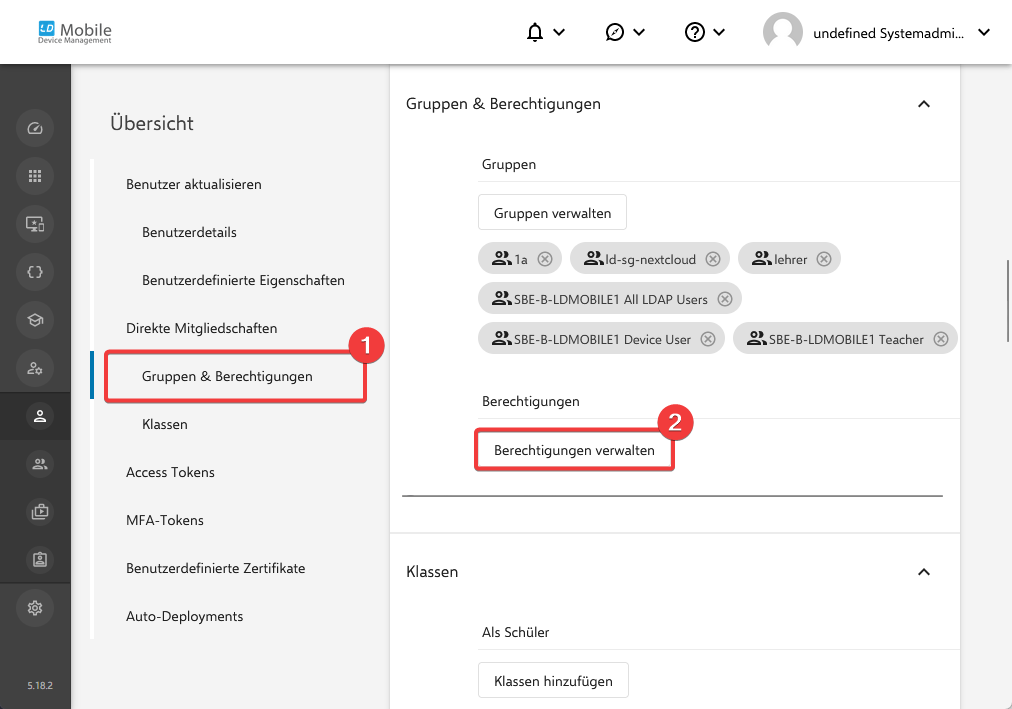 Berechtigungen verwalten