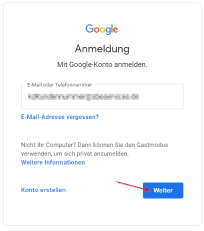 Alt E-Mail eingeben