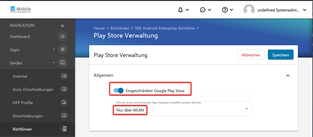 Alt Play Store Verwaltung