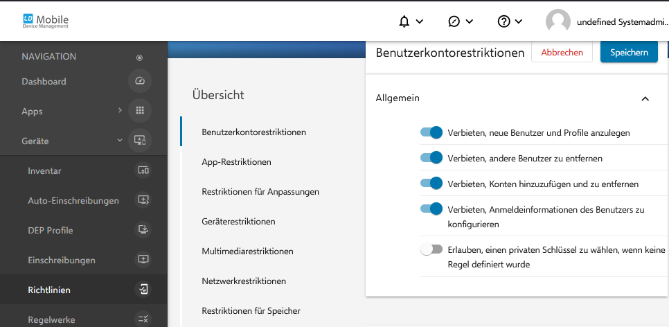 Alt Benutzerkontorestriktionen