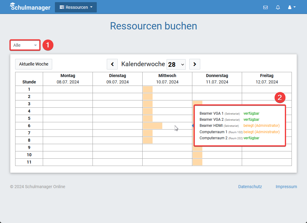 Übersicht Ressourcen