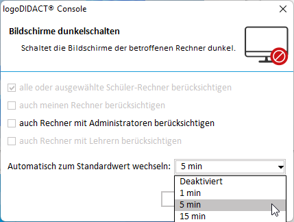 Auswahl der Sperrzeit