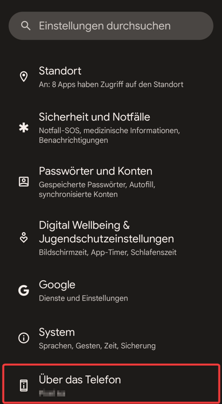 Android Einstellungen