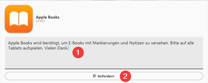 App anfordern mit Infotext