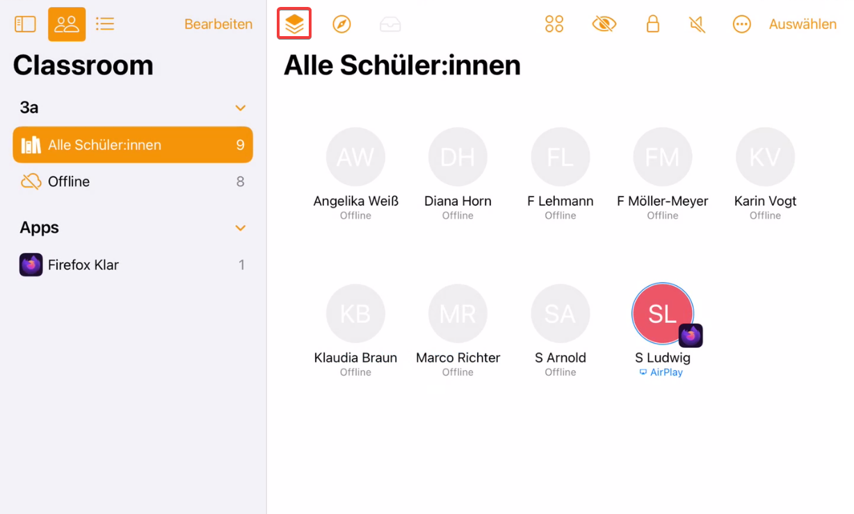 Classroom App starten und sperren