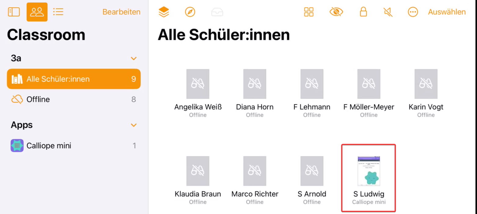 Classroom App starten und sperren