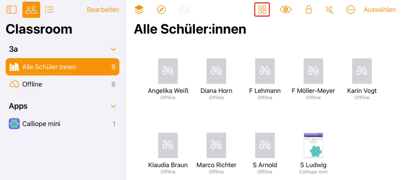 Classroom App starten und sperren