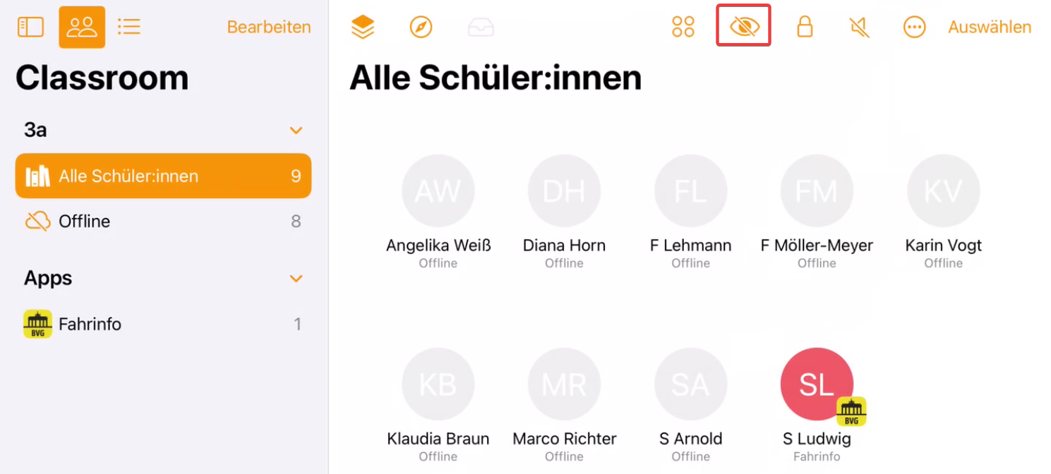 Classroom App starten und sperren