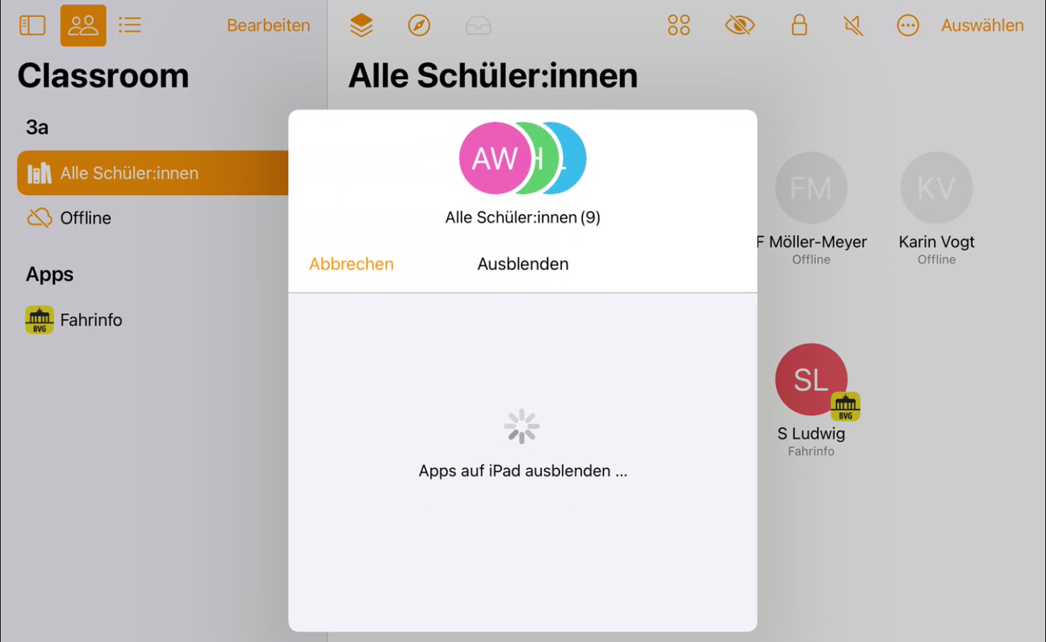 Classroom App starten und sperren