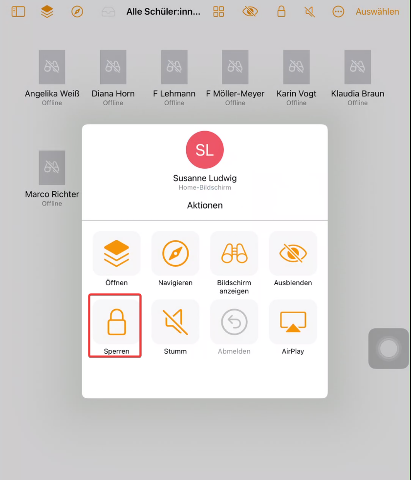 Classroom SuS iPad sperren