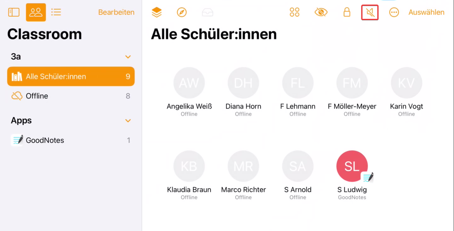 Classroom App starten und sperren