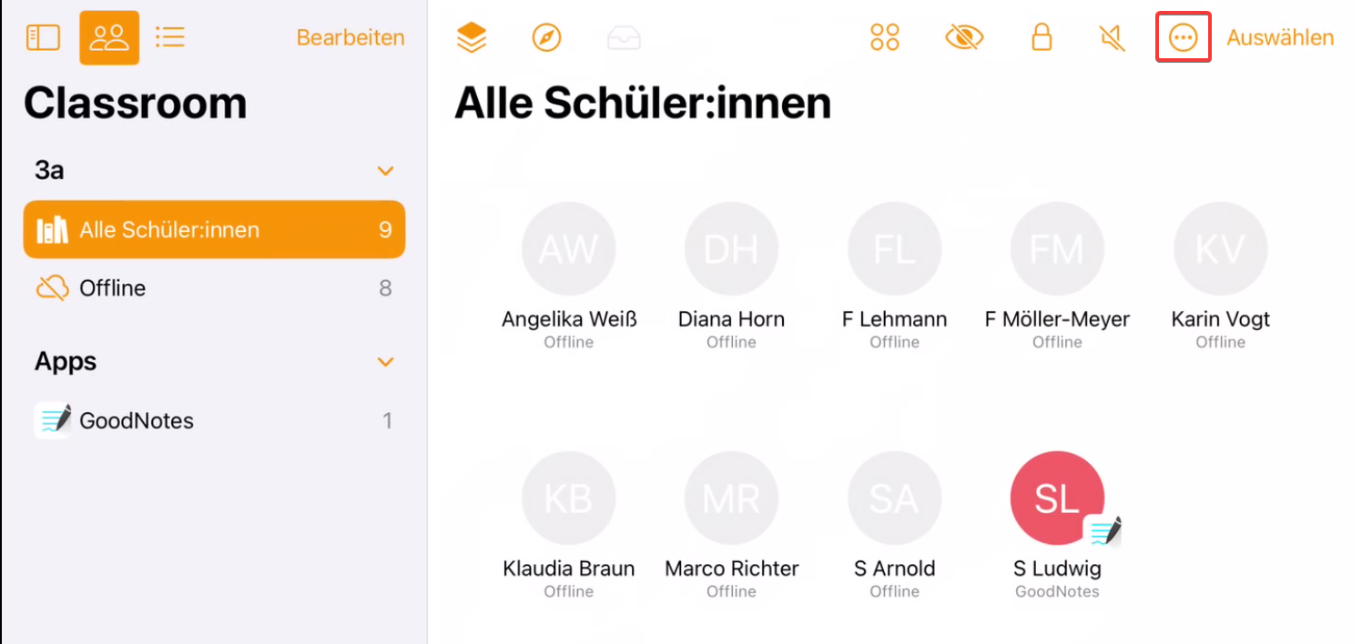 Classroom App starten und sperren