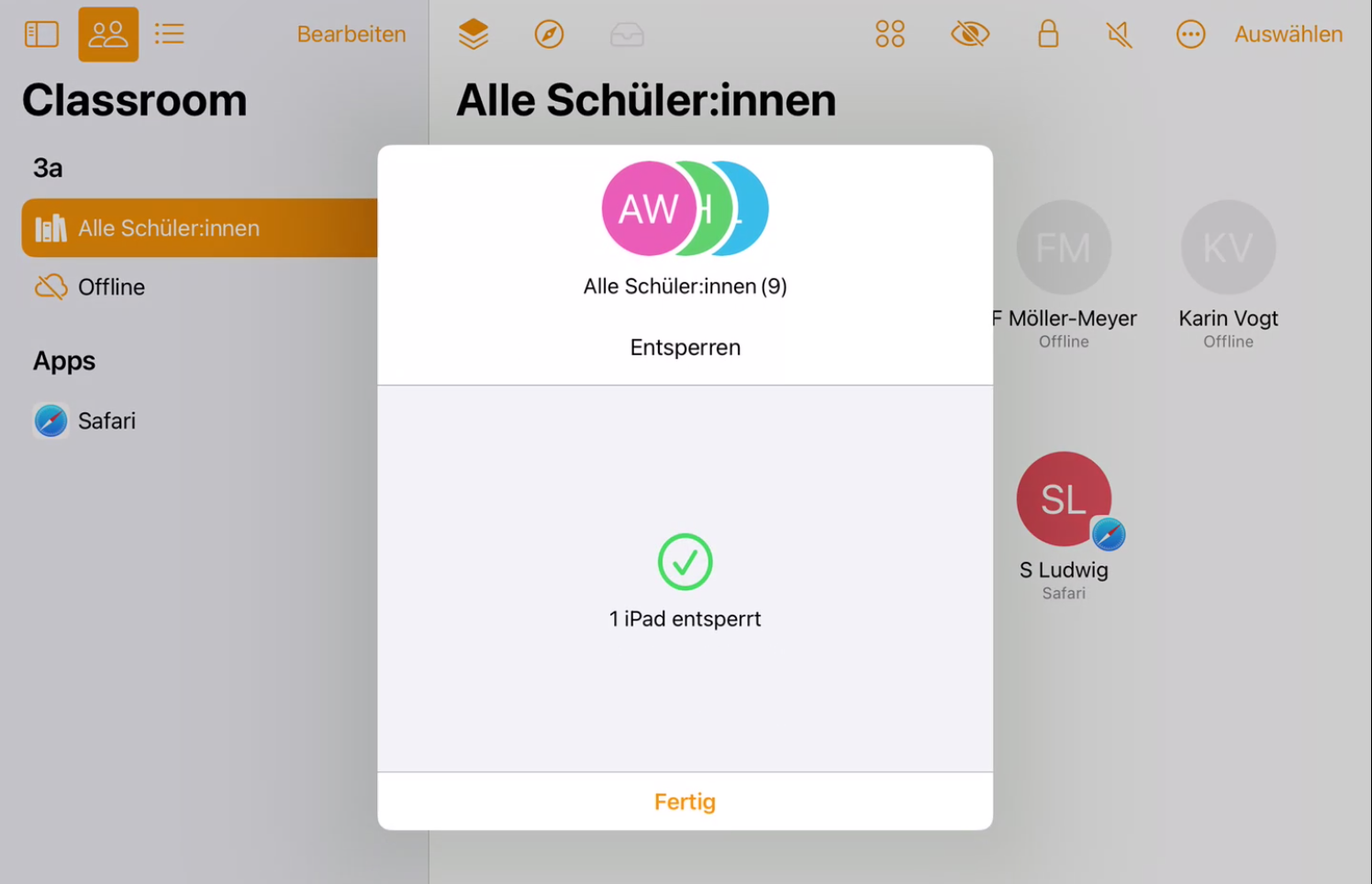 Classroom Safari Internetseite starten und sperren